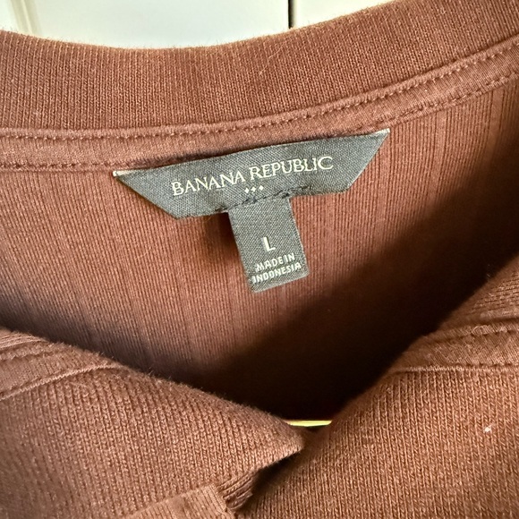 Banana Republic Brown Textured Polo (Size L) Ribbed - Picture 2 of 4